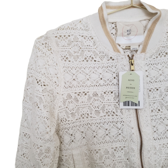 Anthropologie Hei Hei Cleo Lace Bomber Jacket XS - Picture 6 of 12